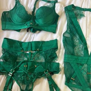 Honey Birdette Vibrant Green Lace Bra Set
